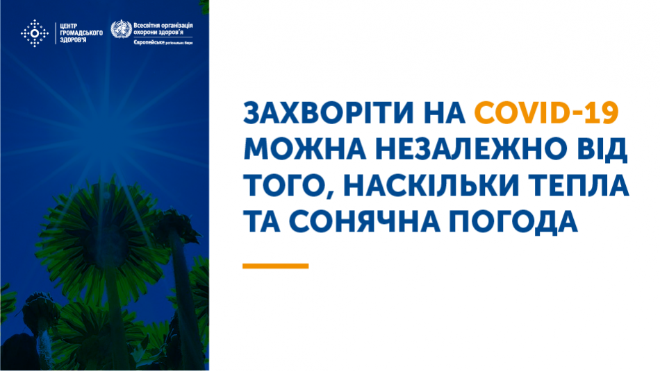 Захворіти на COVID-19 можна незалежно від того, наскільки тепла та сонячна погода. У країнах зі спекотним кліматом також спостерігається поширення захворювання.