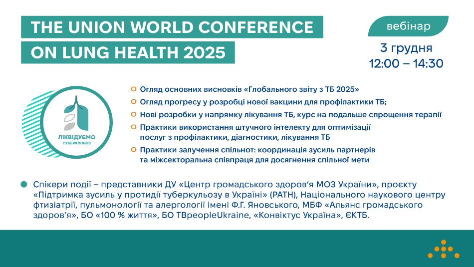 Запрошуємо на вебінар про здоров’я легень «The Union 2025: ключові висновки для України» 