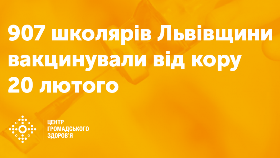 907 школярів Львівщини вакцинували від кору 20 лютого